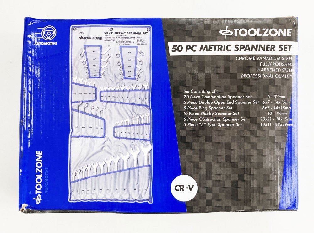 SPANNER SET 50pc CHROME VANADIUM POLISHED FINISH METRIC - TOOLZONE KDPSP143 thumbnail 2
