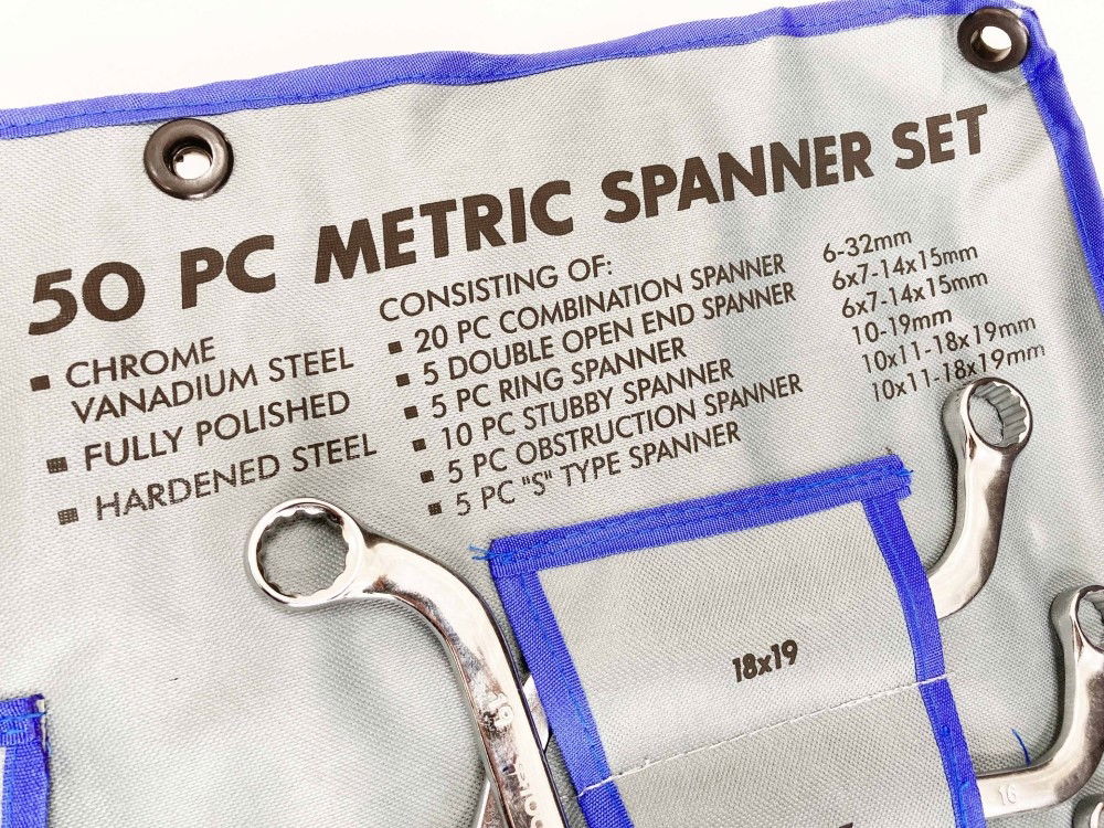SPANNER SET 50pc CHROME VANADIUM POLISHED FINISH METRIC - TOOLZONE KDPSP143 thumbnail 5