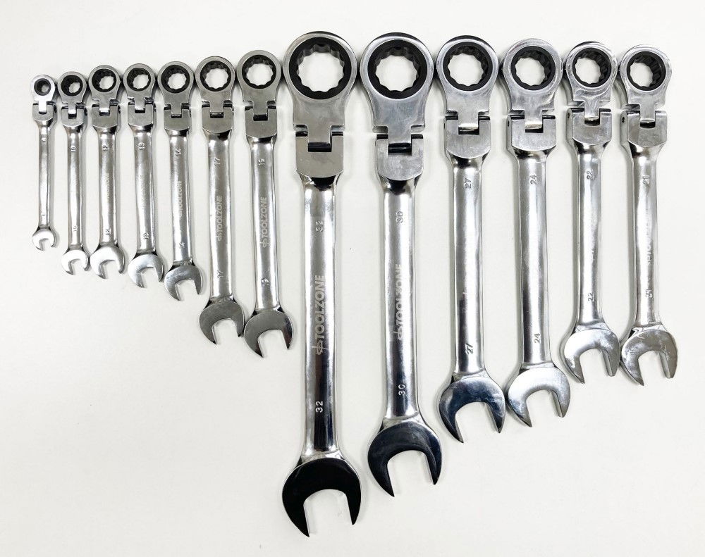 FLEXI RATCHET WRENCH SET 13pc 8-32mm 72 TEETH CHROME VANADIUM - TOOLZONE KDPSP147 thumbnail 3