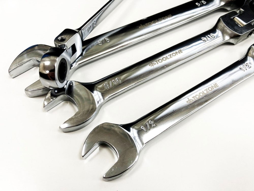 FLEXI RATCHET SPANNER SET 8pc AF CHROME VANADIUM POLISHED FINISH WITH CASE - TOOLZONE KDPSP153 thumbnail 9