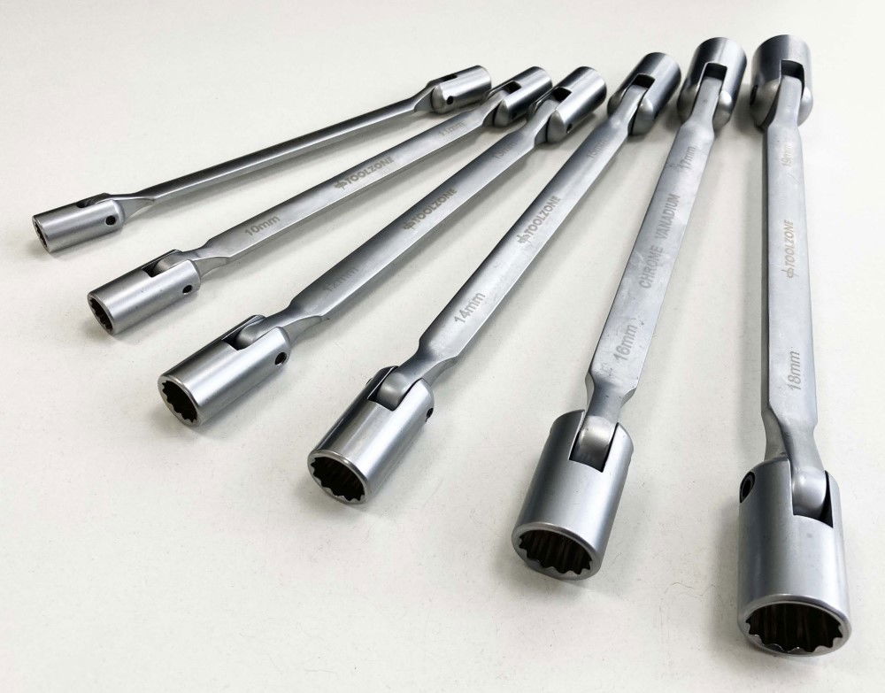 FLEXI SOCKET WRENCH SET 6pc DOUBLE ENDED 8-19mm CARBON STEEL - TOOLZONE KDPSP156 thumbnail 2
