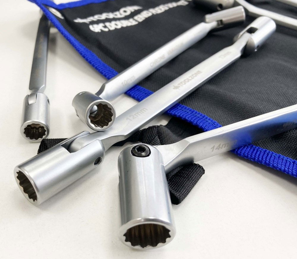 FLEXI SOCKET WRENCH SET 6pc DOUBLE ENDED 8-19mm CARBON STEEL - TOOLZONE KDPSP156 thumbnail 3