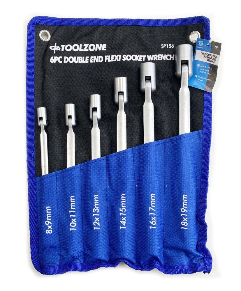 FLEXI SOCKET WRENCH SET 6pc DOUBLE ENDED 8-19mm CARBON STEEL - TOOLZONE KDPSP156 thumbnail 4