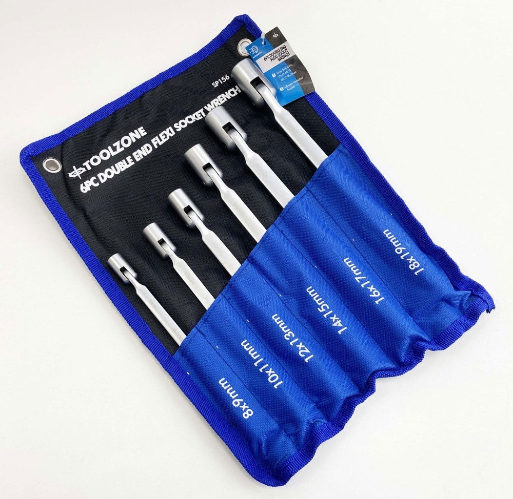 FLEXI SOCKET WRENCH SET 6pc DOUBLE ENDED 8-19mm CARBON STEEL - TOOLZONE KDPSP156 thumbnail 5
