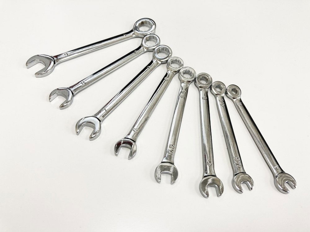 COMBINATION SPANNER SET 8pc MINI 4-9mm CARBON STEEL CHROME PLATED - TOOLZONE KDPSP157 thumbnail 4