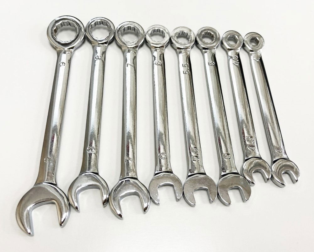 COMBINATION SPANNER SET 8pc MINI 4-9mm CARBON STEEL CHROME PLATED - TOOLZONE KDPSP157 thumbnail 6
