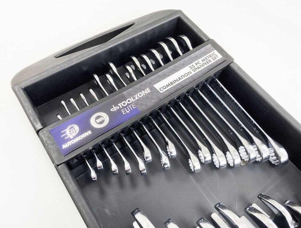 COMBINATION SPANNER SET 25pc 6-32mm CHROME VANADIUM IN TRAY - TOOLZONE KDPSP158 thumbnail 3