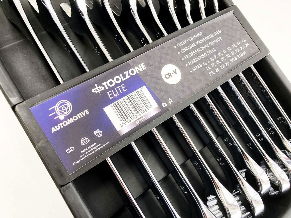 COMBINATION SPANNER SET 25pc 6-32mm CHROME VANADIUM IN TRAY - TOOLZONE KDPSP158 thumbnail 4