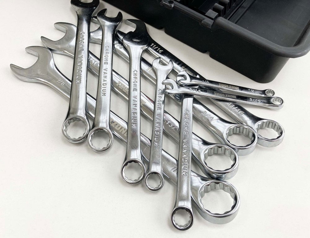 COMBINATION SPANNER SET 22pc METRIC/AF CHROME VANADIUM IN TRAY - TOOLZONE KDPSP160 thumbnail 4