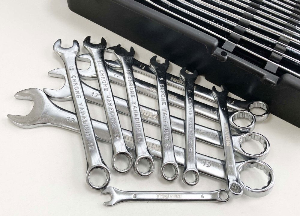 COMBINATION SPANNER SET 22pc METRIC/AF CHROME VANADIUM IN TRAY - TOOLZONE KDPSP160 thumbnail 5