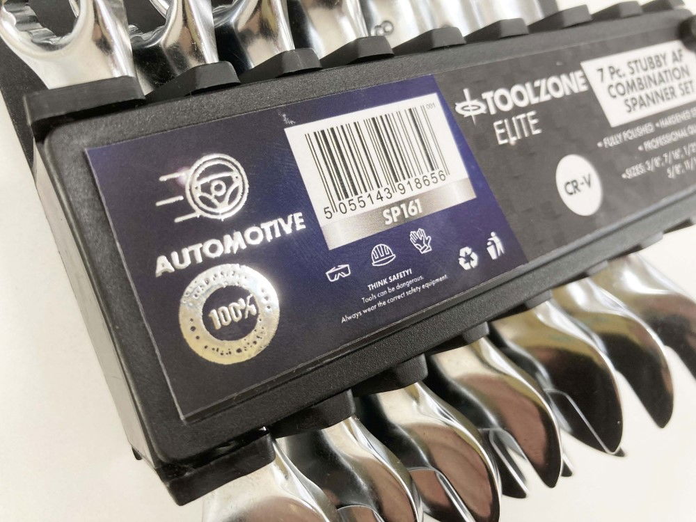 COMBINATION SPANNER SET 7pc AF STUBBY CHROME VANADIUM IN RACK - TOOLZONE KDPSP161 thumbnail 4
