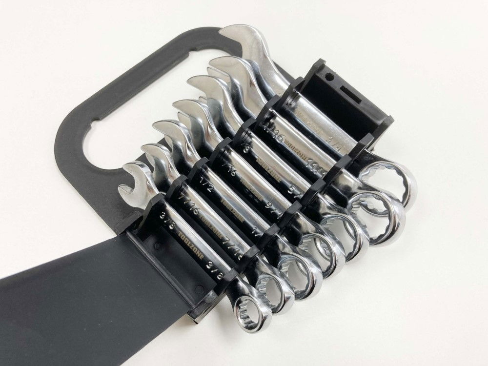 COMBINATION SPANNER SET 7pc AF STUBBY CHROME VANADIUM IN RACK - TOOLZONE KDPSP161 thumbnail 7