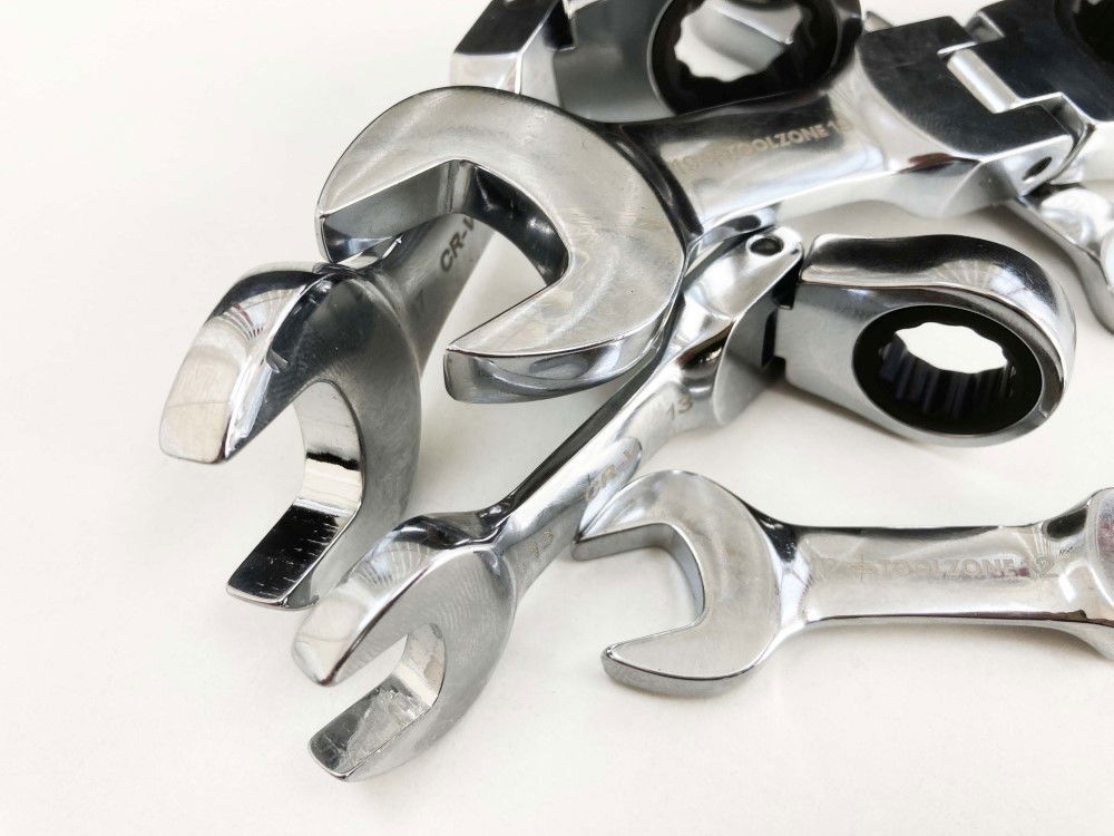 FLEXI STUBBY RATCHET SPANNER SET 5pc 10-19mm CHROME VANADIUM - TOOLZONE KDPSP164 thumbnail 7