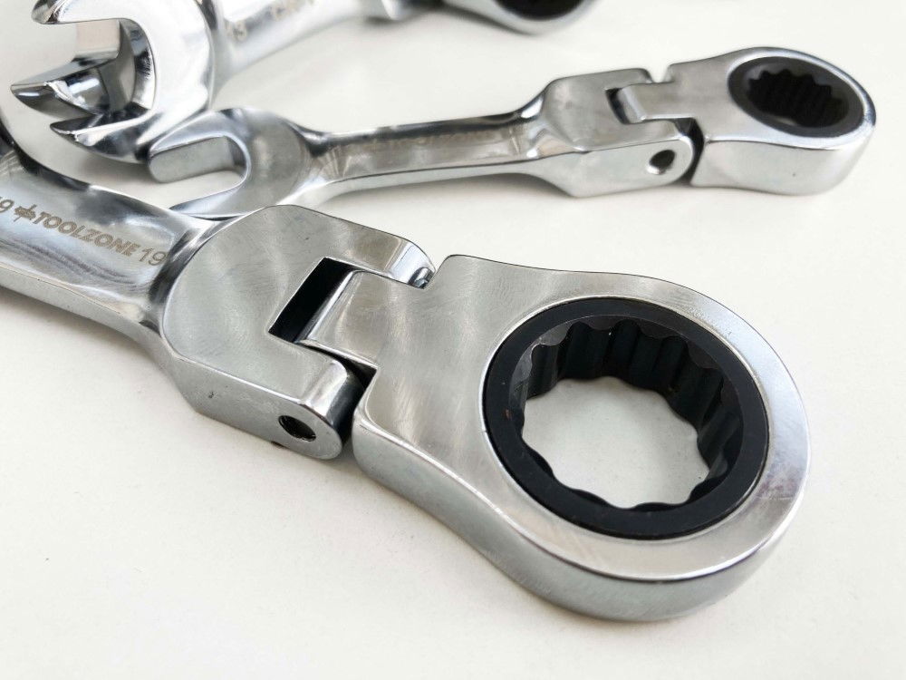 FLEXI STUBBY RATCHET SPANNER SET 5pc 10-19mm CHROME VANADIUM - TOOLZONE KDPSP164 thumbnail 8
