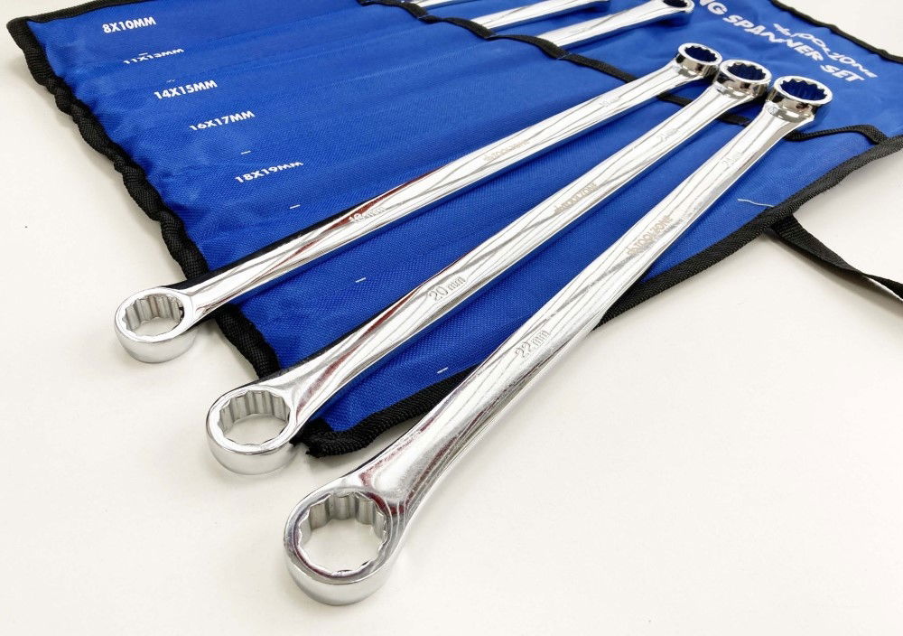 LONG RING SPANNER SET 7pc 8-24mm 50BV30 STEEL IN POUCH - TOOLZONE KDPSP171 thumbnail 2