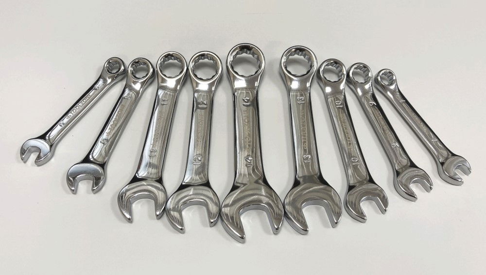 STUBBY SPANNER SET 9pc 6-14mm CHROME VANADIUM FULLY POLISHED IN RACK - TOOLZONE KDPSP172 thumbnail 3