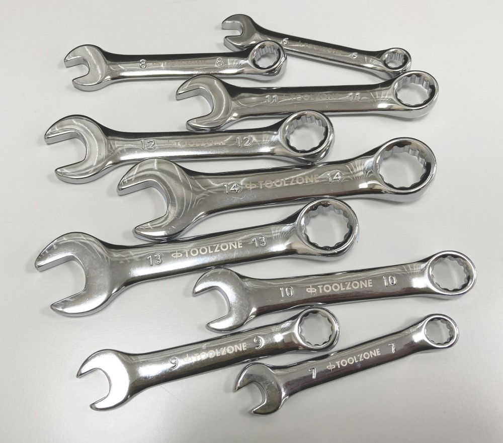 STUBBY SPANNER SET 9pc 6-14mm CHROME VANADIUM FULLY POLISHED IN RACK - TOOLZONE KDPSP172 thumbnail 4
