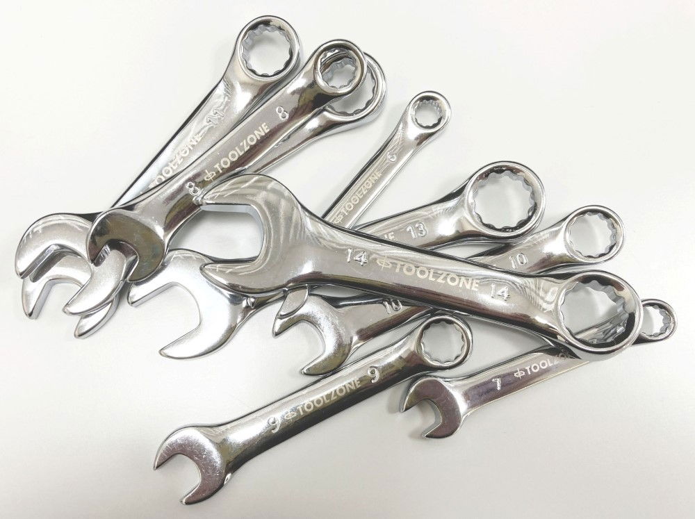 STUBBY SPANNER SET 9pc 6-14mm CHROME VANADIUM FULLY POLISHED IN RACK - TOOLZONE KDPSP172 thumbnail 5
