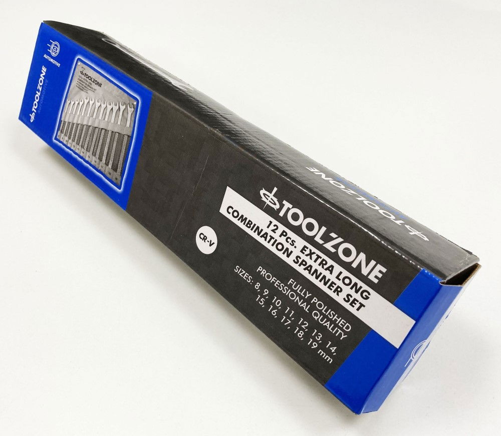 COMBINATION SPANNER SET 12pc EXTRA LONG 8-19mm CHROME VANADIUM IN POUCH - TOOLZONE KDPSP174 thumbnail 3