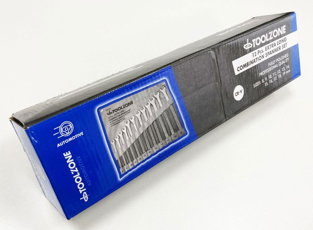 COMBINATION SPANNER SET 12pc EXTRA LONG 8-19mm CHROME VANADIUM IN POUCH - TOOLZONE KDPSP174 thumbnail 4