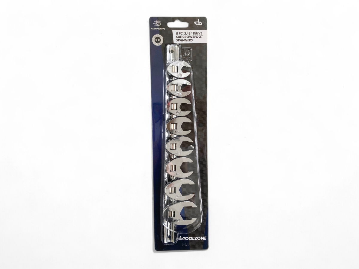 CROWSFOOT SPANNER SET 8pc IMPERIAL 3/8-7/8 CHROME VANADIUM ON RAIL - TOOLZONE KDPSP175 thumbnail 2