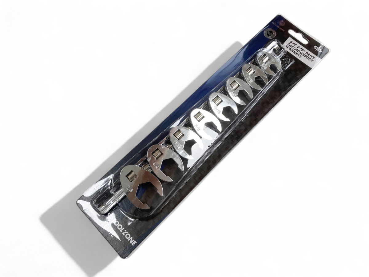 CROWSFOOT SPANNER SET 8pc IMPERIAL 3/8-7/8 CHROME VANADIUM ON RAIL - TOOLZONE KDPSP175 thumbnail 3