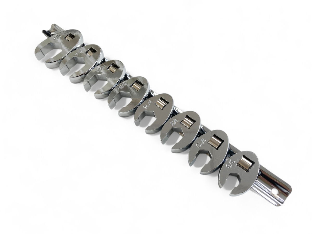 CROWSFOOT SPANNER SET 8pc IMPERIAL 3/8-7/8 CHROME VANADIUM ON RAIL - TOOLZONE KDPSP175 thumbnail 6