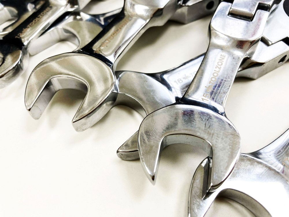 FLEXI STUBBY RATCHET COMBINATION SPANNER SET 12pc 8-19mm 72 TEETH CRV - TOOLZONE KDPSP179 thumbnail 5