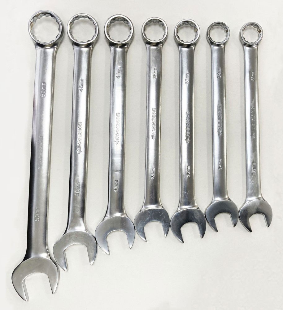 COMBINATION SPANNER SET 7pc 33-50mm 6150CRV MATT FINISH - TOOLZONE KDPSP192 thumbnail 4