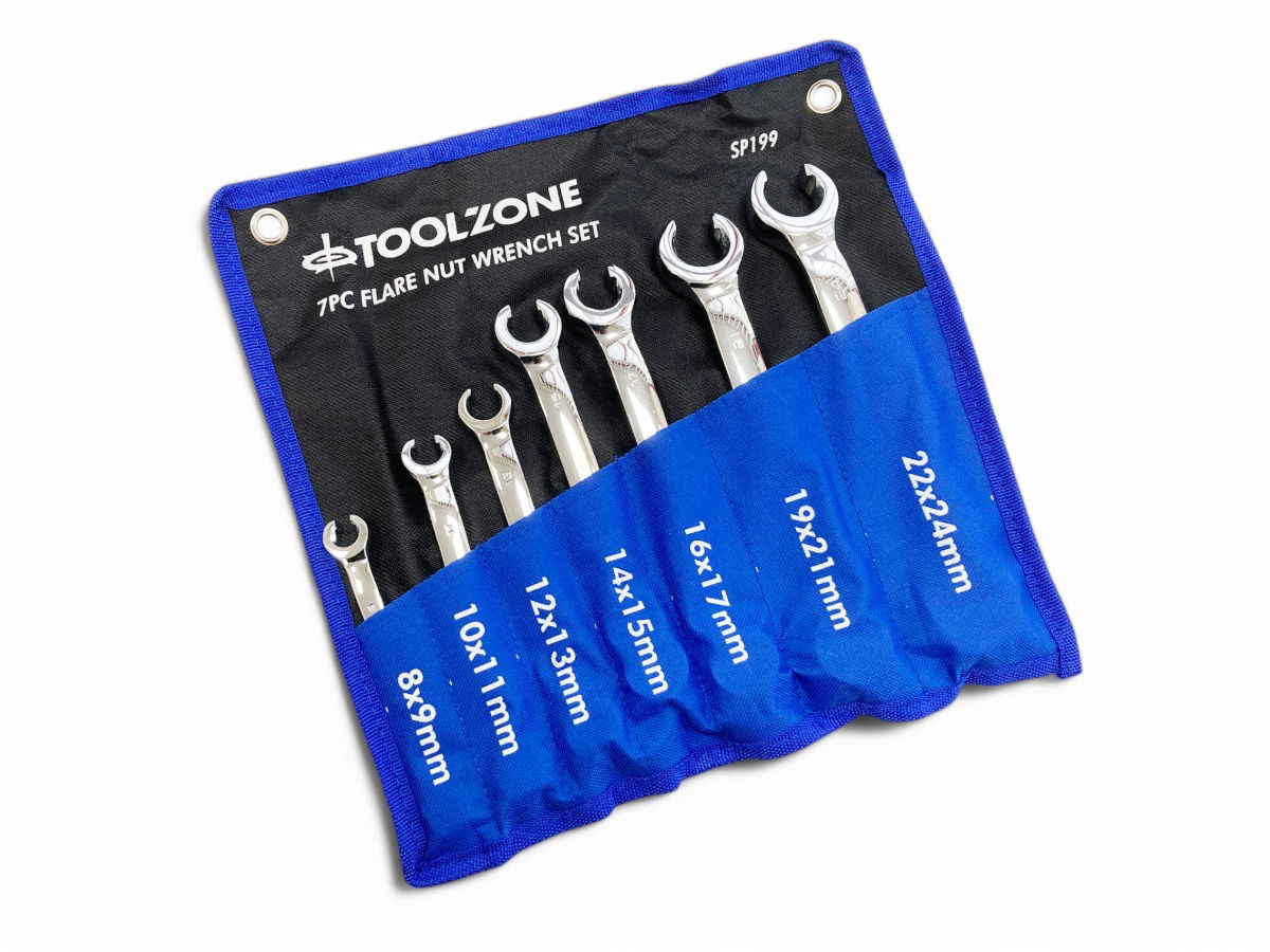 FLARE NUT WRENCH SET 7pc 8-24mm DROP FORGED MIRROR POLISH - TOOLZONE KDPSP199 thumbnail 3