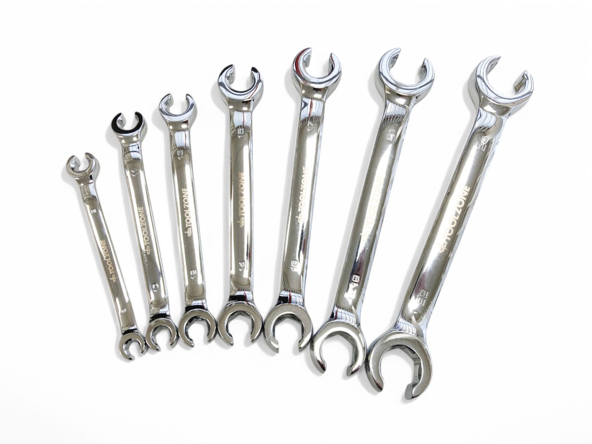 FLARE NUT WRENCH SET 7pc 8-24mm DROP FORGED MIRROR POLISH - TOOLZONE KDPSP199 thumbnail 4