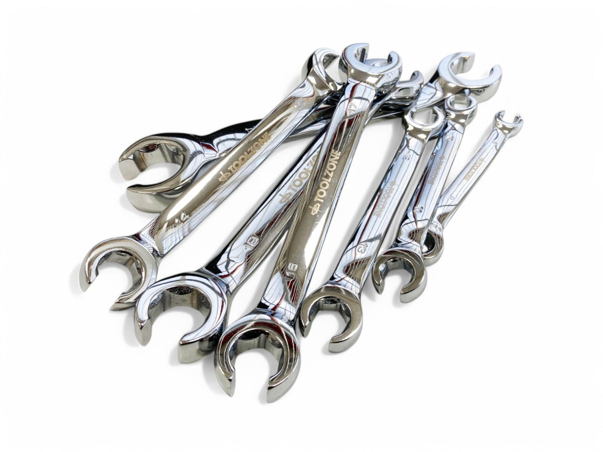 FLARE NUT WRENCH SET 7pc 8-24mm DROP FORGED MIRROR POLISH - TOOLZONE KDPSP199 thumbnail 5