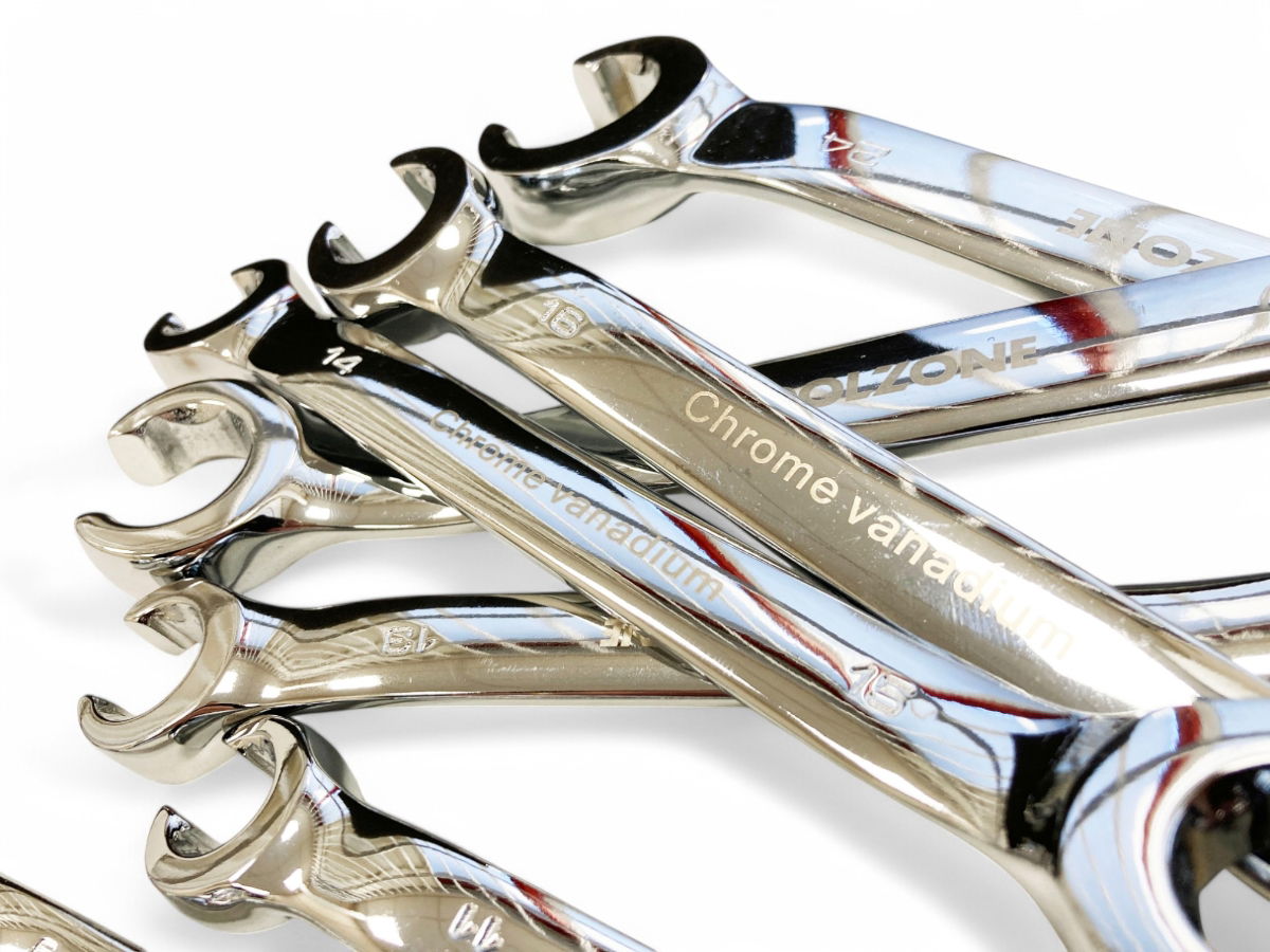 FLARE NUT WRENCH SET 7pc 8-24mm DROP FORGED MIRROR POLISH - TOOLZONE KDPSP199 thumbnail 6