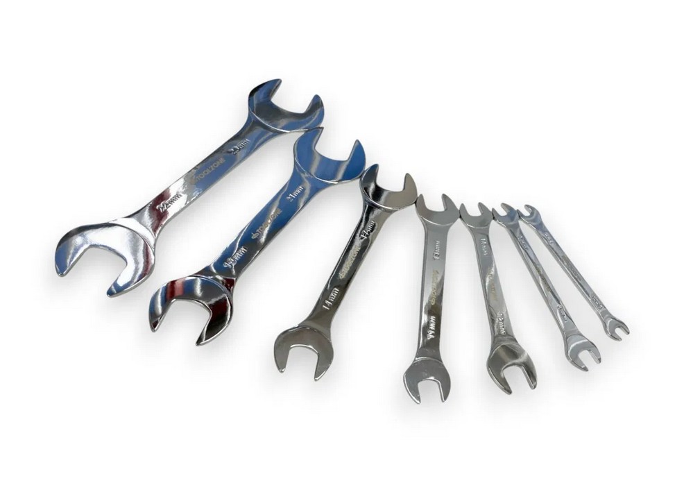 7PC EXTRA FLAT DOUBLE OPEN END SPANNER SET 6-32 LIGHTWEIGHT BUM BAG - TOOLZONE image 1