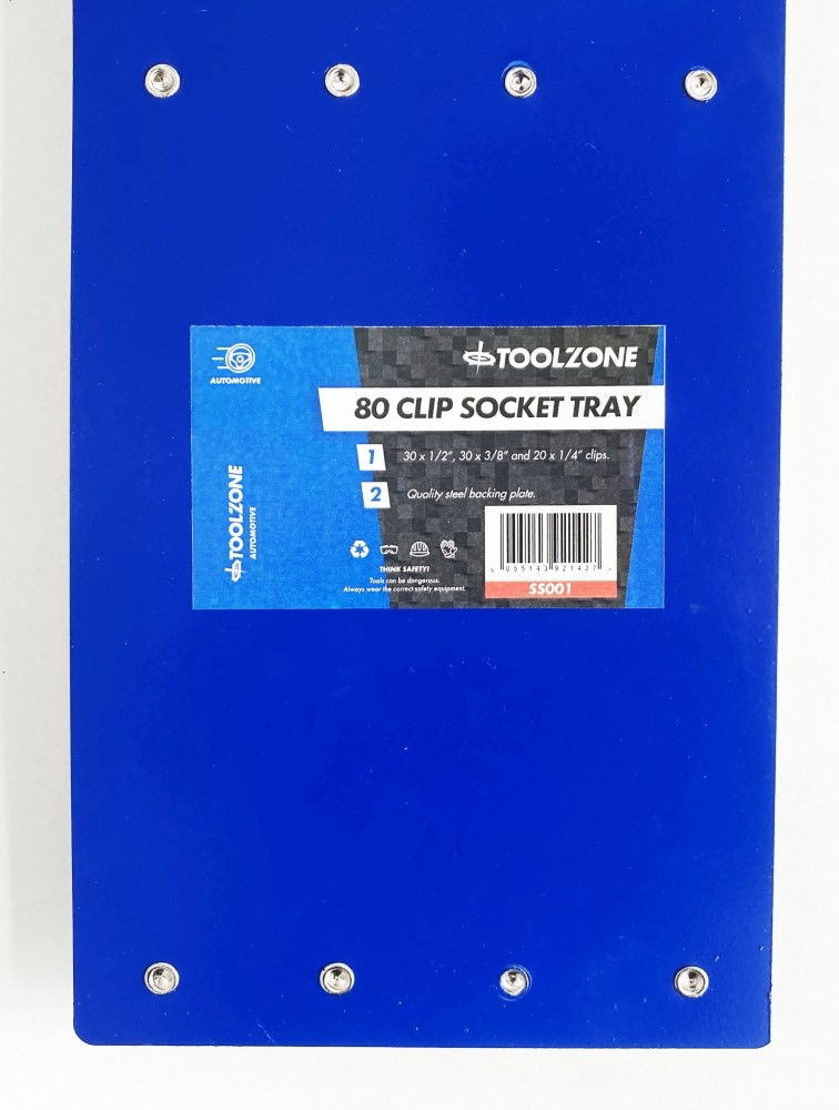 SOCKET TRAY 80 CLIP METAL WITH FIXED RAILS 1/4 3/8 1/2 - TOOLZONE KDPSS001 thumbnail 3
