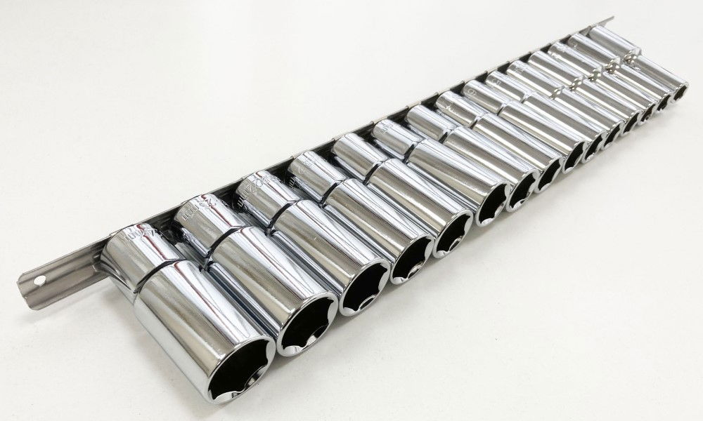 DEEP SOCKET SET 1/2 DRIVE 15pc 10-24mm CRV 6PT ON RAIL - TOOLZONE KDPSS010 thumbnail 4