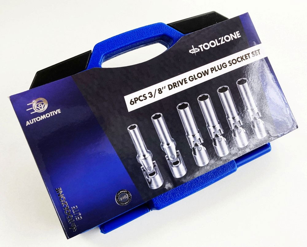 GLOW PLUG SOCKET SET 3/8 DRIVE 6pc 8-16mm 85mm UNIVERSAL JOINT - TOOLZONE KDPSS011 thumbnail 3