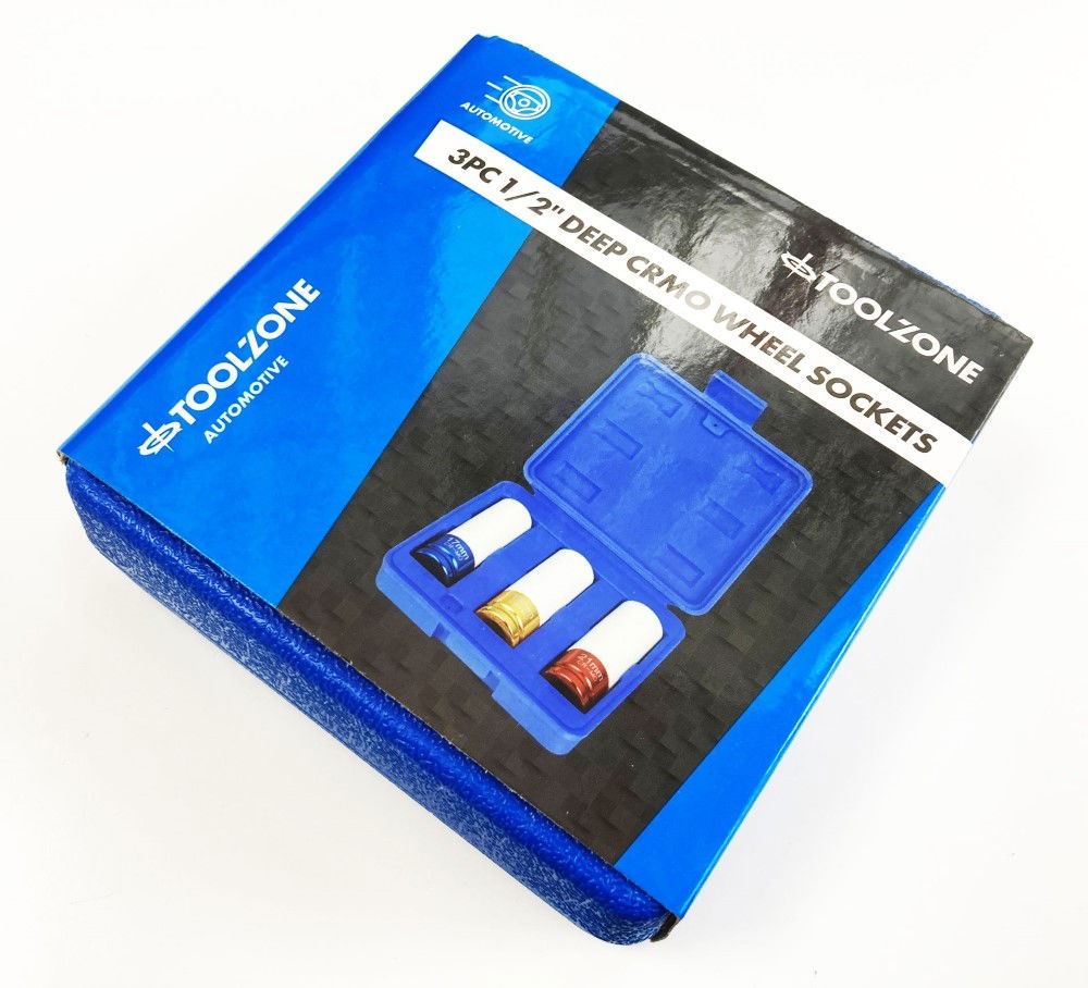 SOCKET SET 1/2 DRIVE 3pc 17-19-21mm CHROME MOLYBDENUM PROTECTIVE SLEEVE - TOOLZONE KDPSS014 thumbnail 5