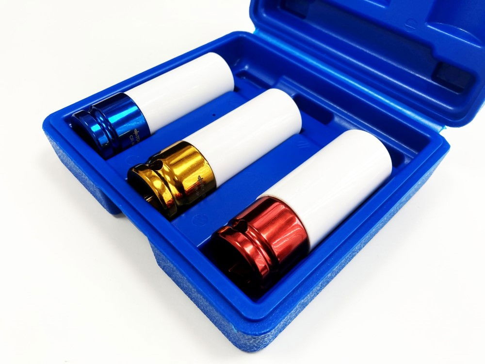 SOCKET SET 1/2 DRIVE 3pc 17-19-21mm CHROME MOLYBDENUM PROTECTIVE SLEEVE - TOOLZONE KDPSS014 thumbnail 6