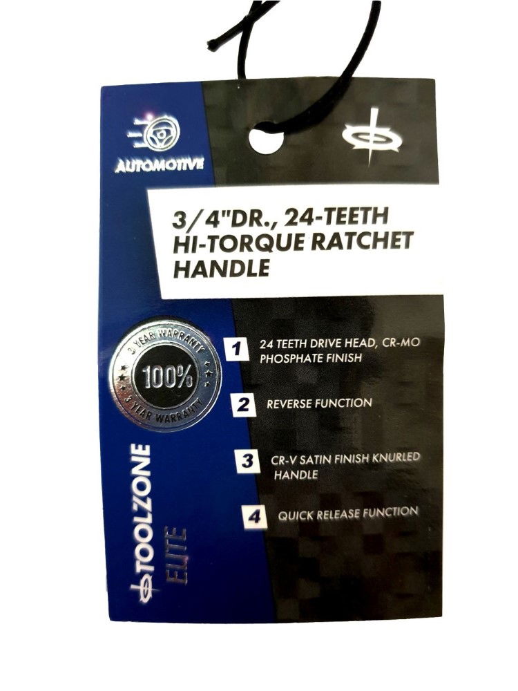 RATCHET HANDLE 3/4 DRIVE 24 TEETH REVERSIBLE CRV QUICK RELEASE - TOOLZONE KDPSS017 thumbnail 2
