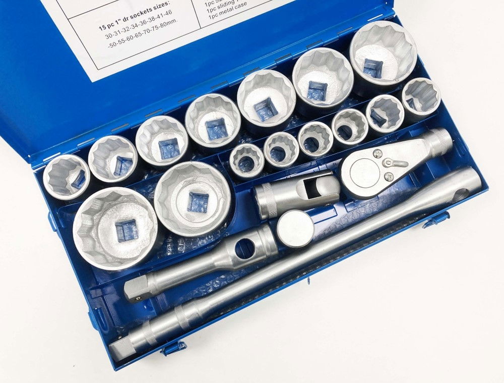 SOCKET SET 1 DRIVE 21pc 30-80mm WITH ACCESSORIES IN METAL CASE - TOOLZONE KDPSS020 thumbnail 5