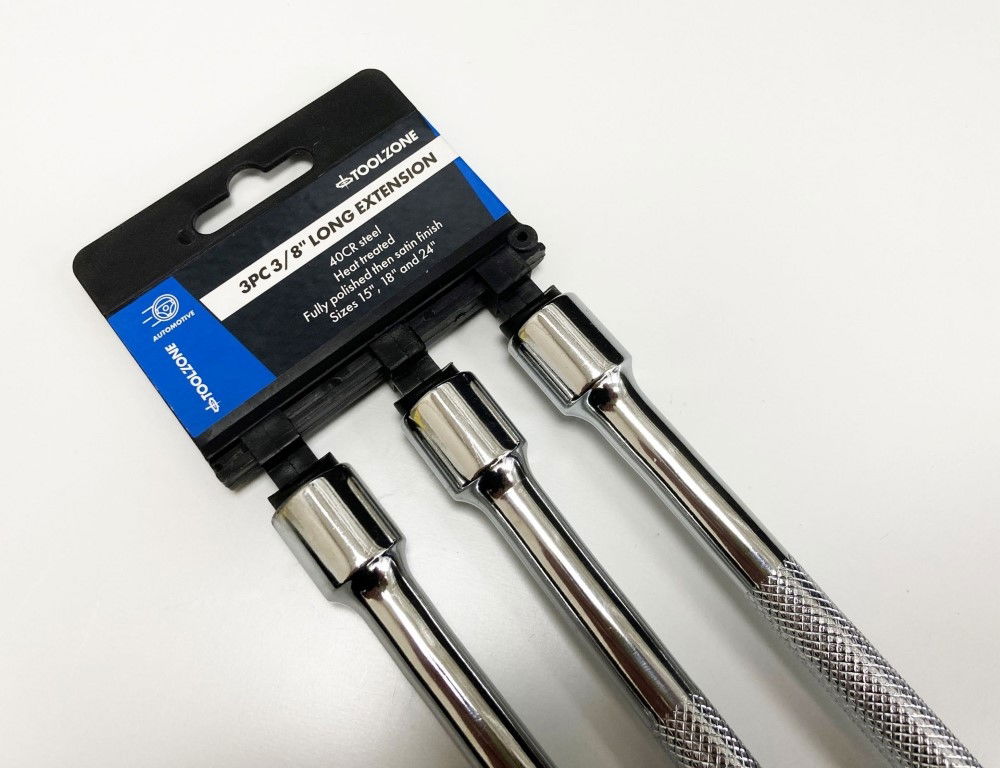 EXTENSION BAR SET 3/8 DRIVE 3pc 375mm 450mm 600mm 40CR STEEL - TOOLZONE KDPSS022 thumbnail 2