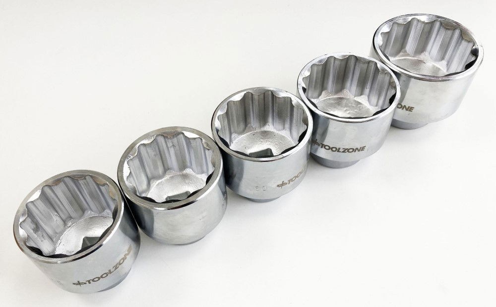 SOCKET SET 3/4 DRIVE 5pc 55mm 56mm 60mm 65mm 70mm CRV SINGLE HEX - TOOLZONE KDPSS028 thumbnail 4