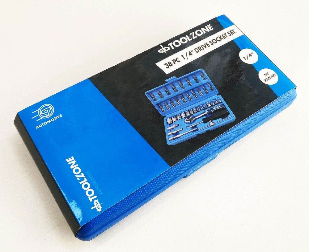 SOCKET SET 1/4 DRIVE 38pc CRV DIN3124 4-14mm PH PZ HEX STAR - TOOLZONE KDPSS032 thumbnail 2