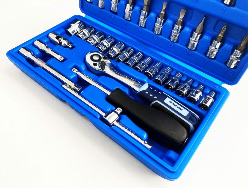 SOCKET SET 1/4 DRIVE 38pc CRV DIN3124 4-14mm PH PZ HEX STAR - TOOLZONE KDPSS032 thumbnail 8