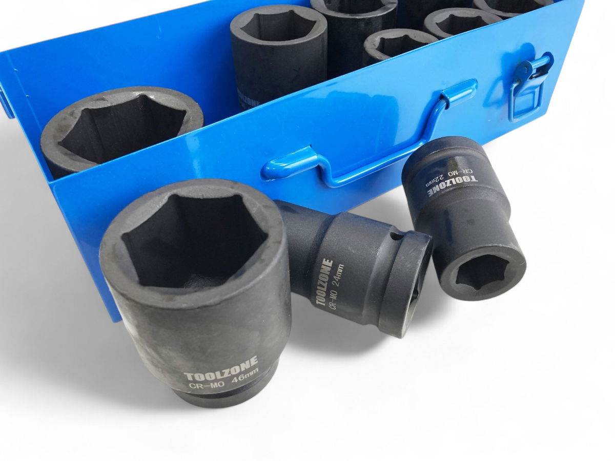 IMPACT SOCKET SET 1 DRIVE DEEP 10pc 22-50mm CHROME MOLYBDENUM - TOOLZONE KDPSS033 thumbnail 2