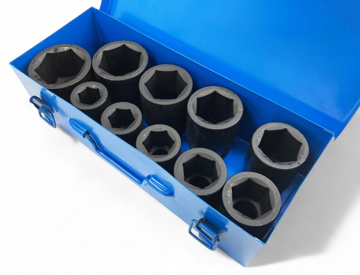 IMPACT SOCKET SET 1 DRIVE DEEP 10pc 22-50mm CHROME MOLYBDENUM - TOOLZONE KDPSS033 thumbnail 3