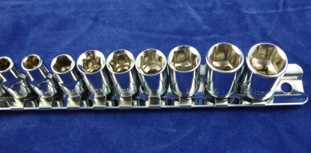 SOCKET SET 1/4 DRIVE SHALLOW AF 10pc 5/32-1/2 CRV POLISHED - TOOLZONE KDPSS034 thumbnail 2