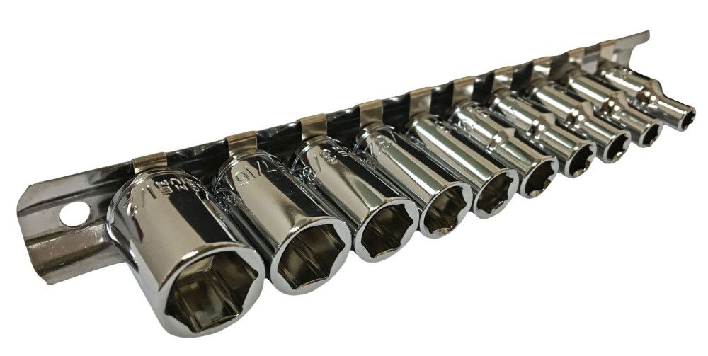 SOCKET SET 1/4 DRIVE SHALLOW AF 10pc 5/32-1/2 CRV POLISHED - TOOLZONE KDPSS034 thumbnail 4