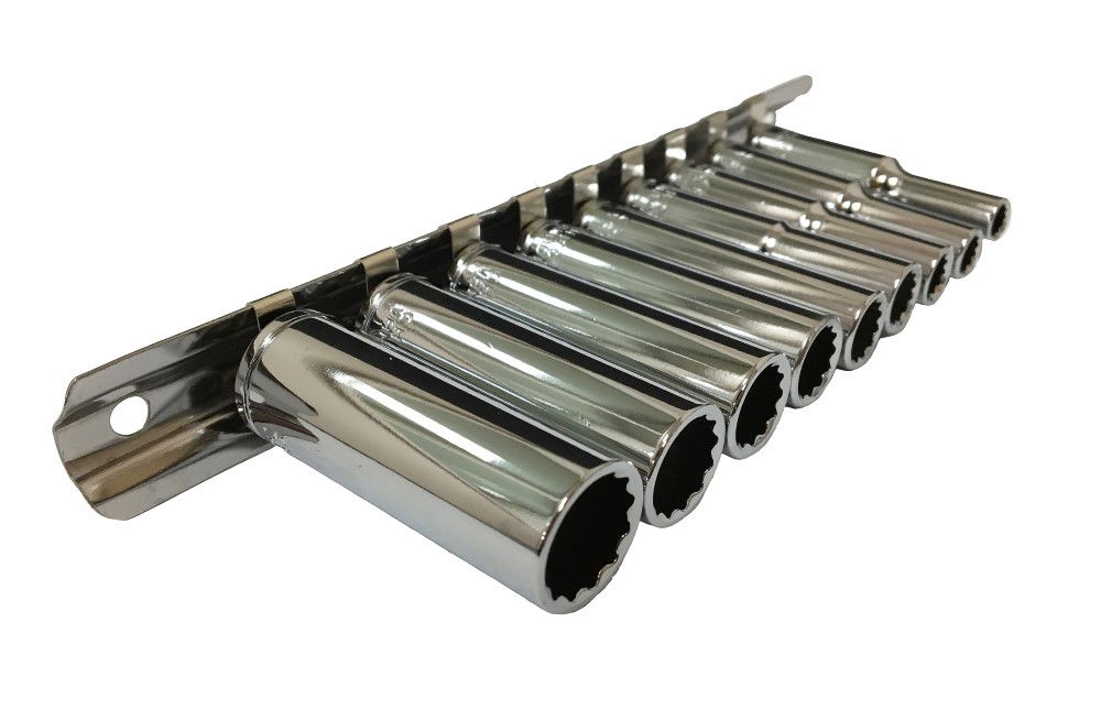 SOCKET SET 1/4 DRIVE DEEP AF 9pc 3/16-1/2 CRV POLISHED - TOOLZONE KDPSS035 thumbnail 2